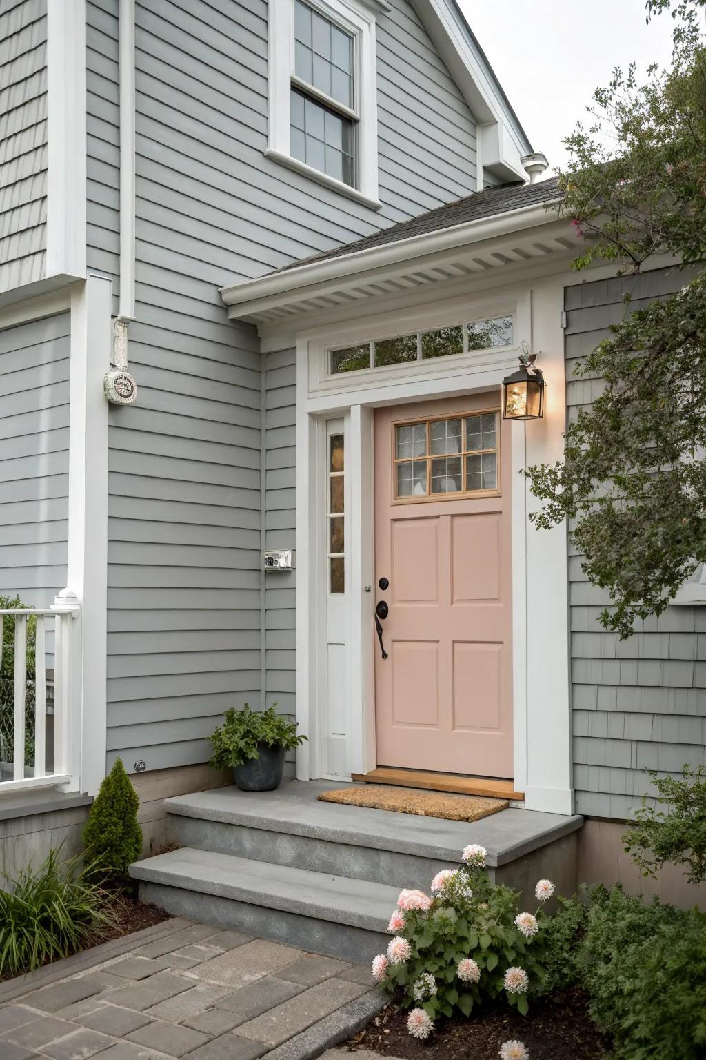 Monochromatic harmony with a matching door and siding.