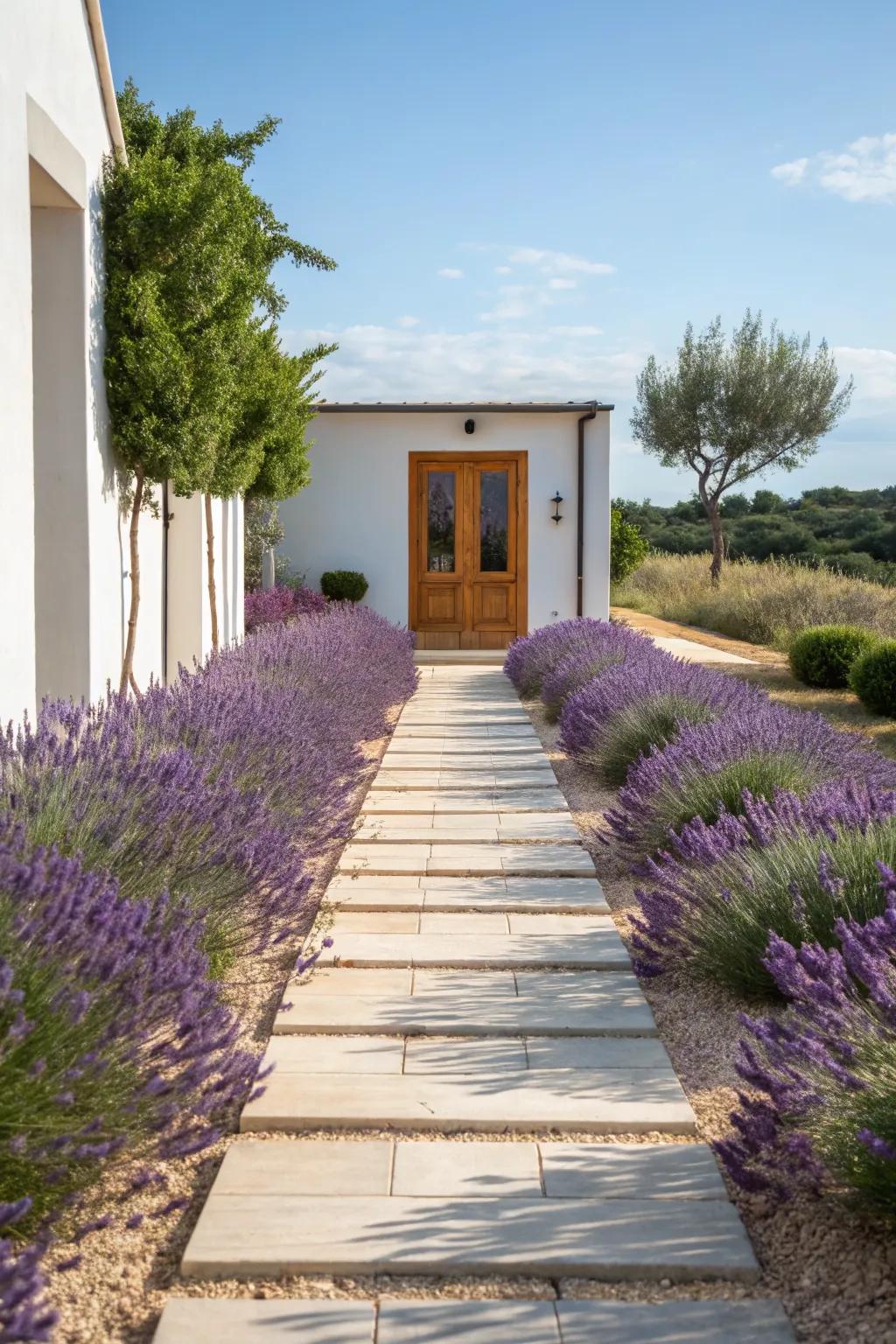 Lavender frames pathways beautifully with scent and color.