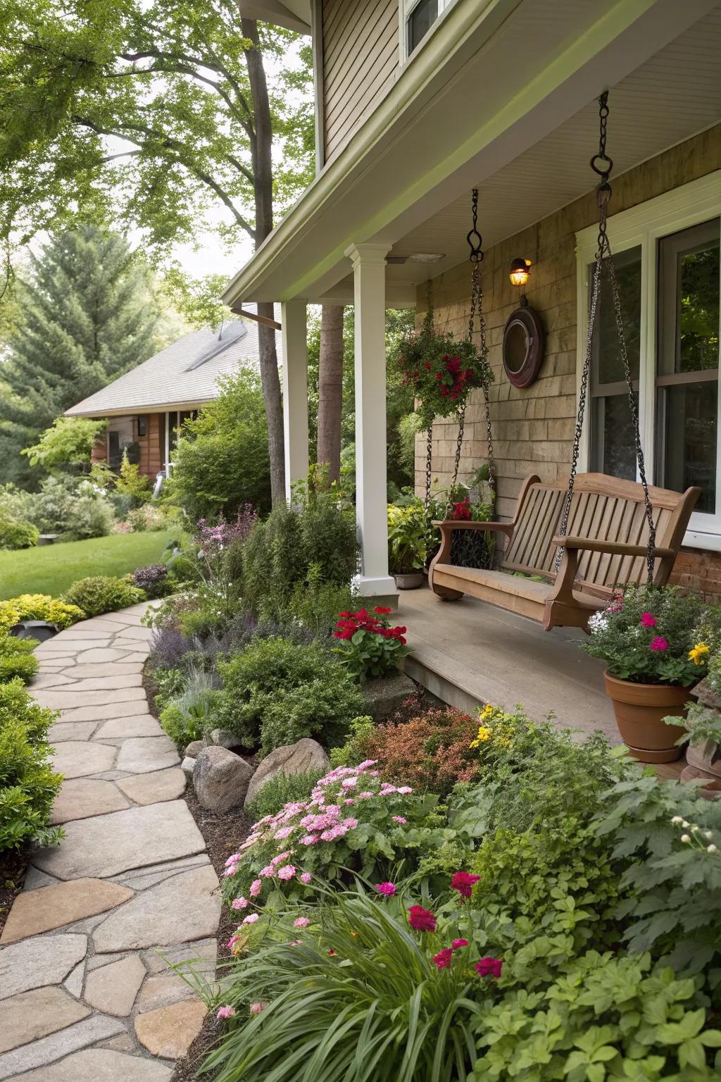 A seamless integration of garden and porch.