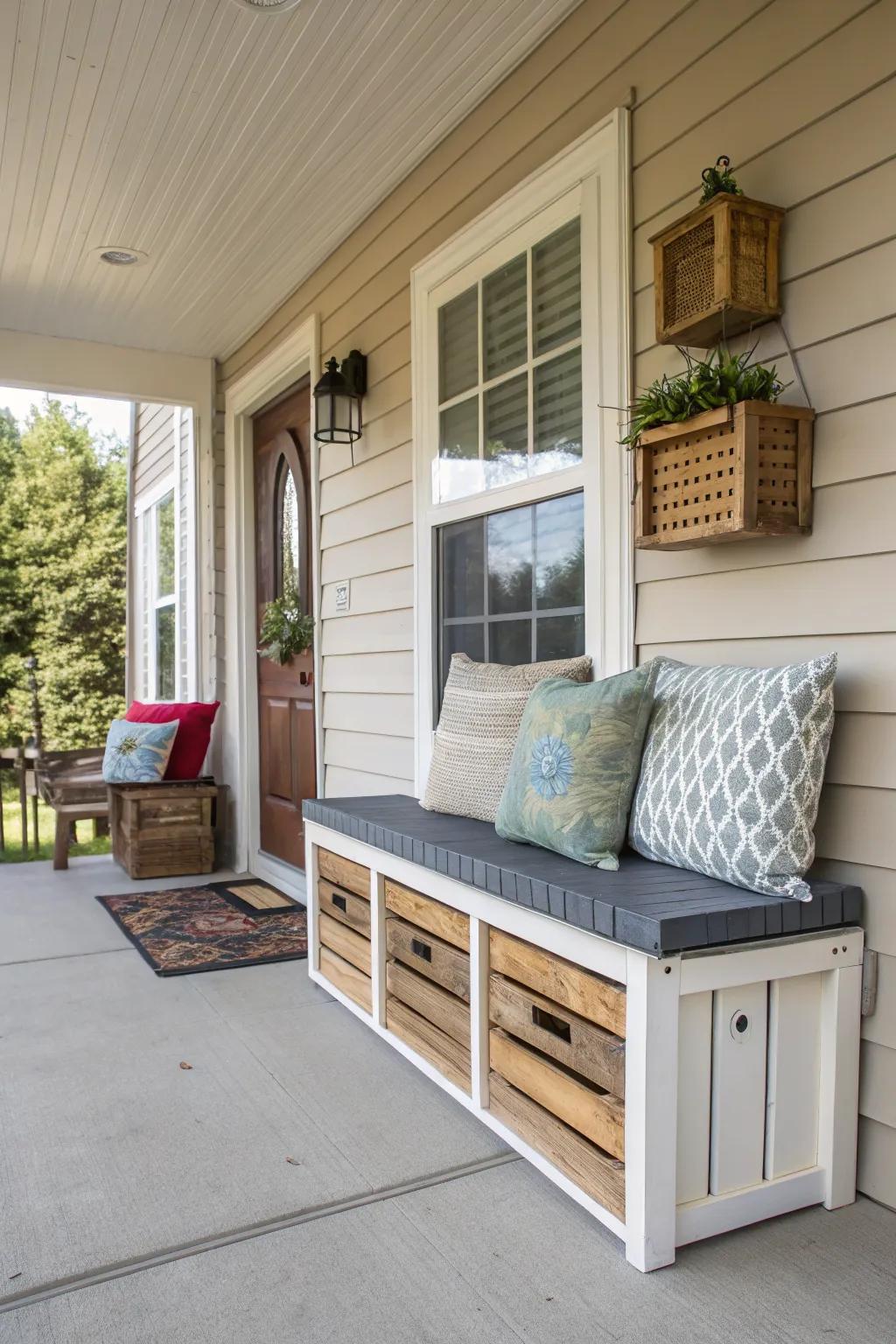 Smart storage keeps your porch neat and functional.