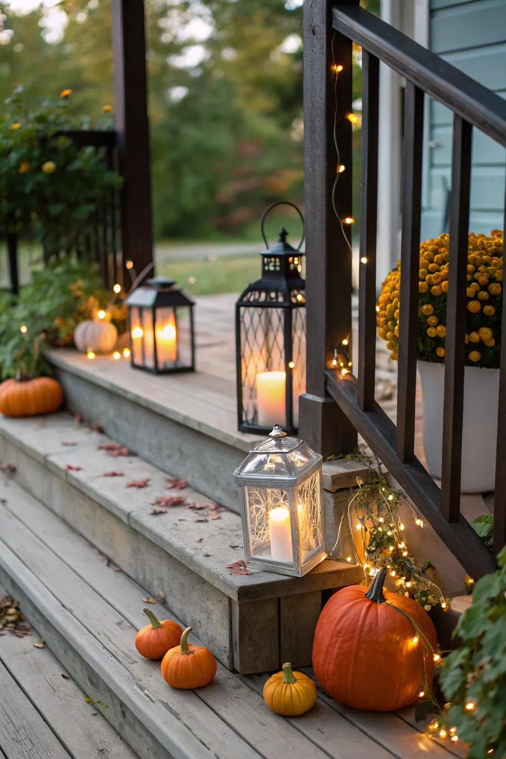 Lanterns with fairy lights create a magical atmosphere.