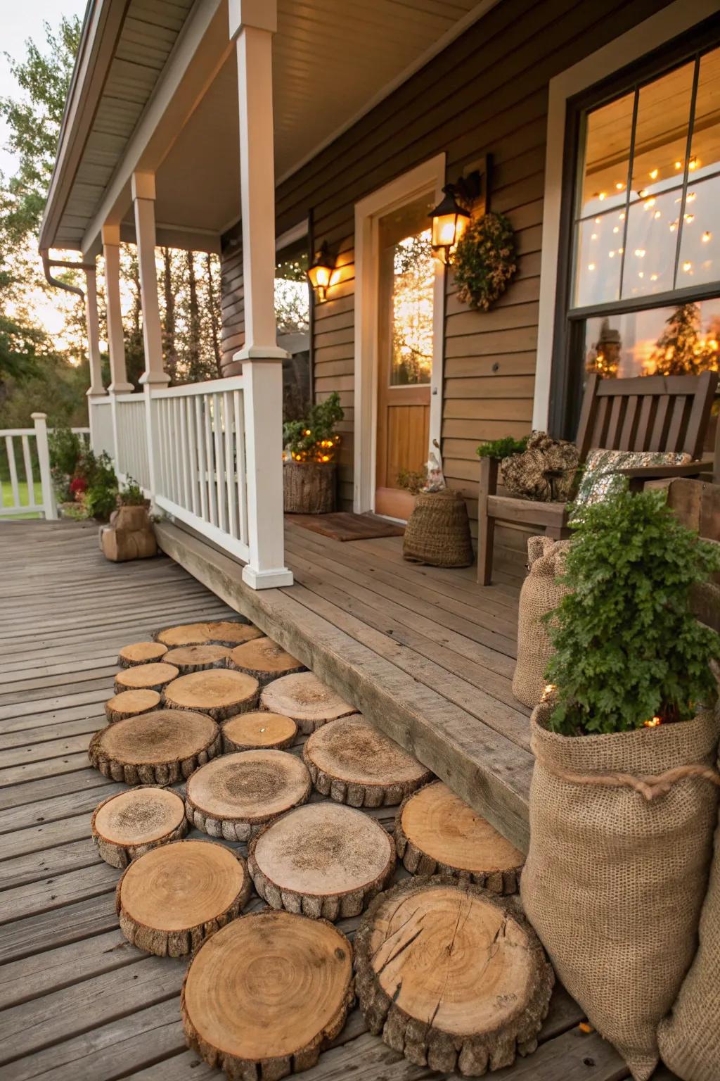 Natural elements create rich textures and complement the fall theme.