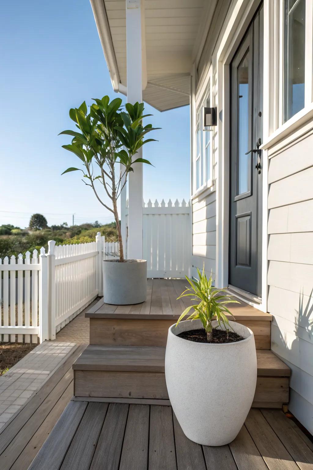 A minimalist approach brings calm to the entrance.
