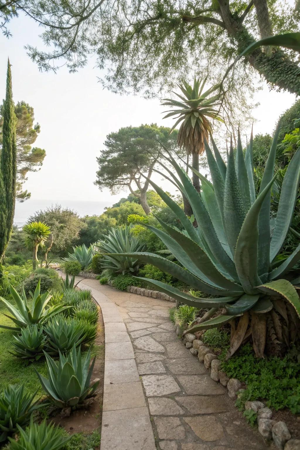 Aloe vera offering natural shade in the garden