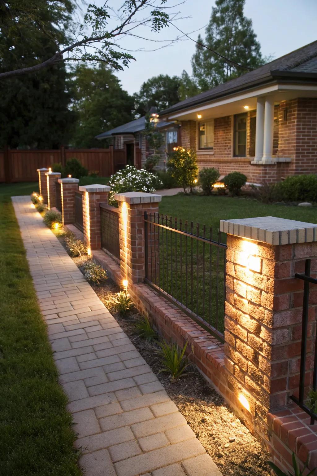 Illuminate your fence with built-in lighting for evening charm.