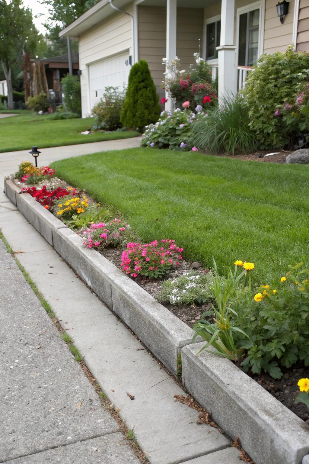 Neat concrete edging keeps this landscape looking sharp.