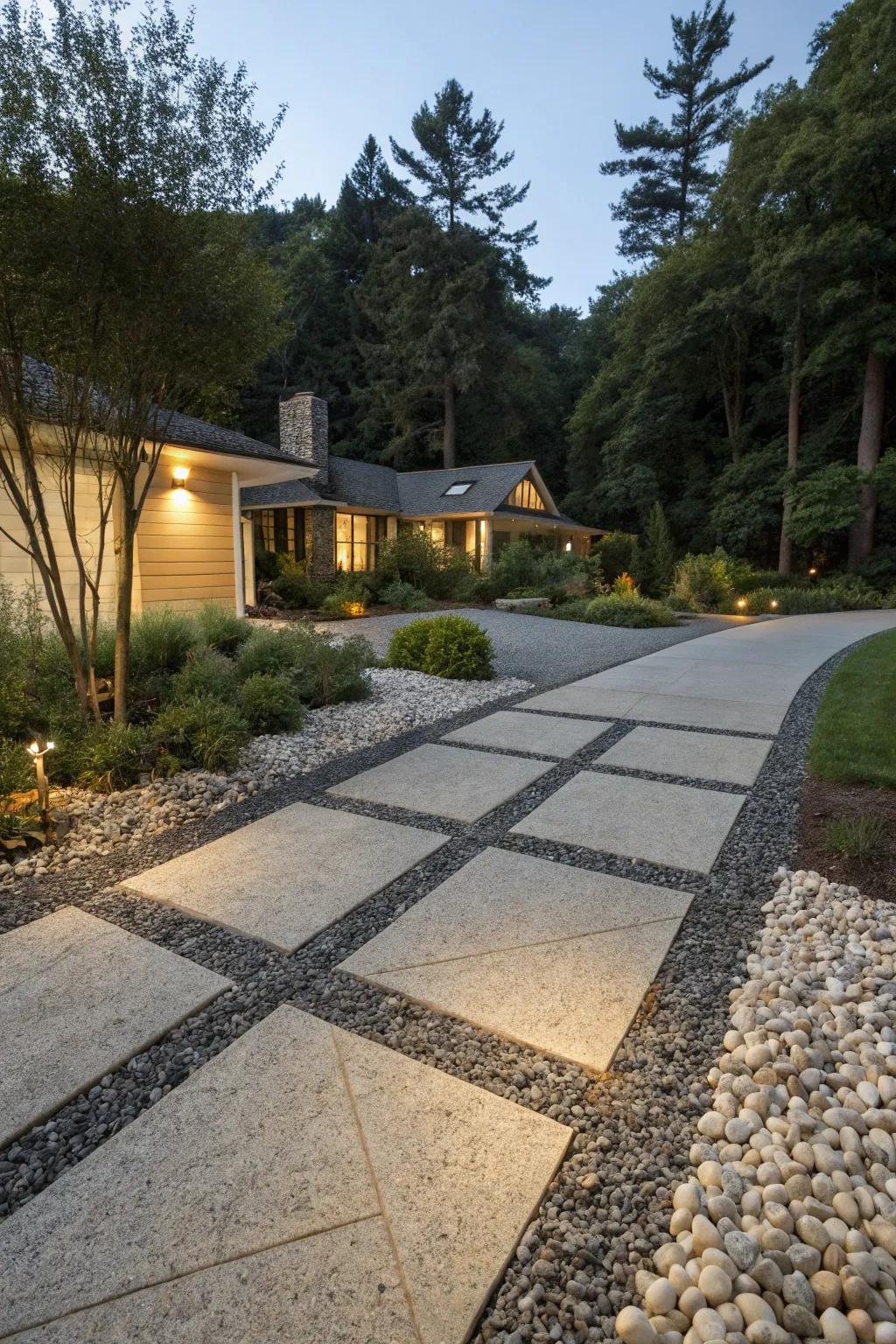 Mixing materials can result in a truly unique driveway design.