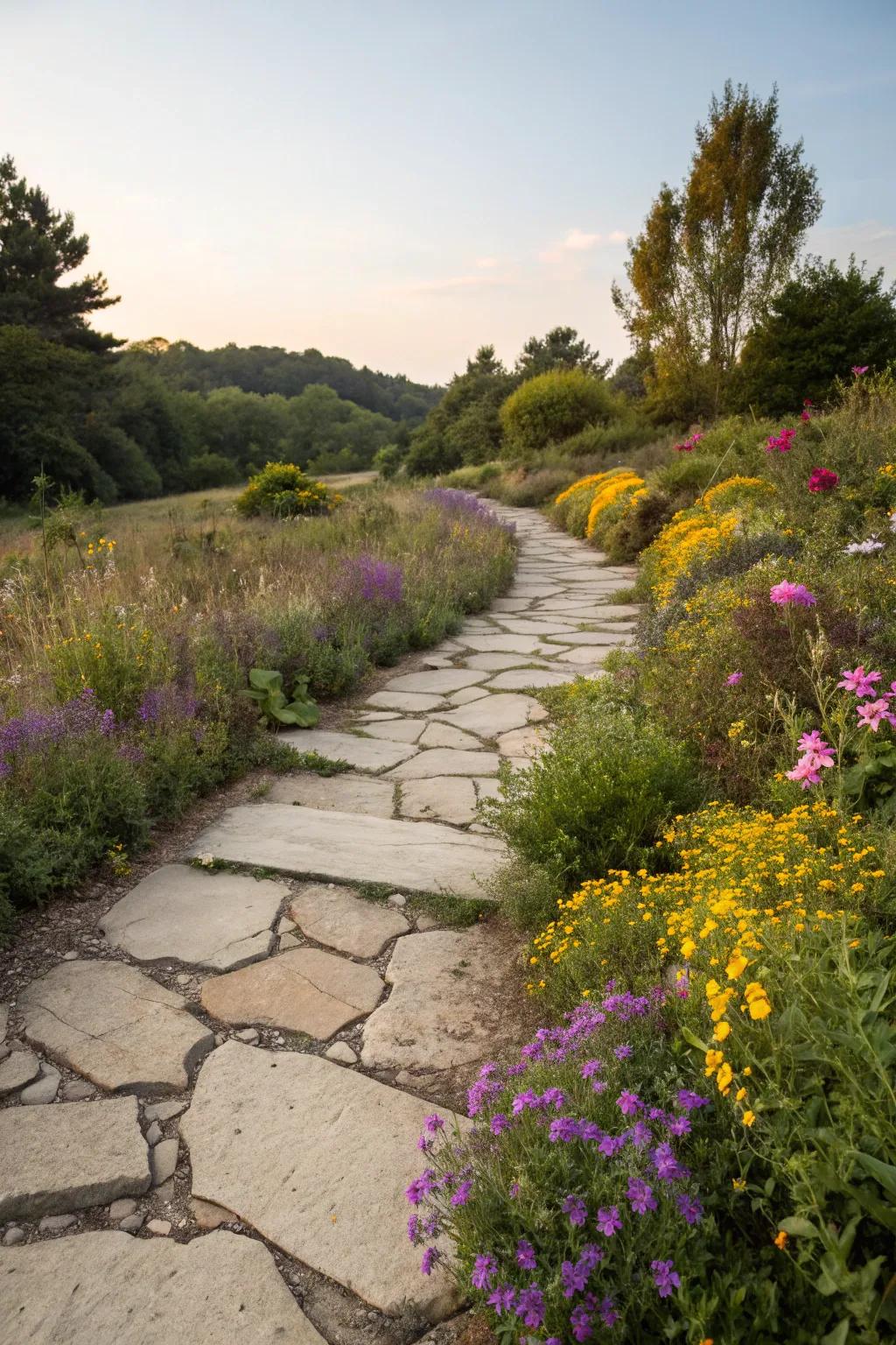 Rustic charm with natural-edged flagstones.