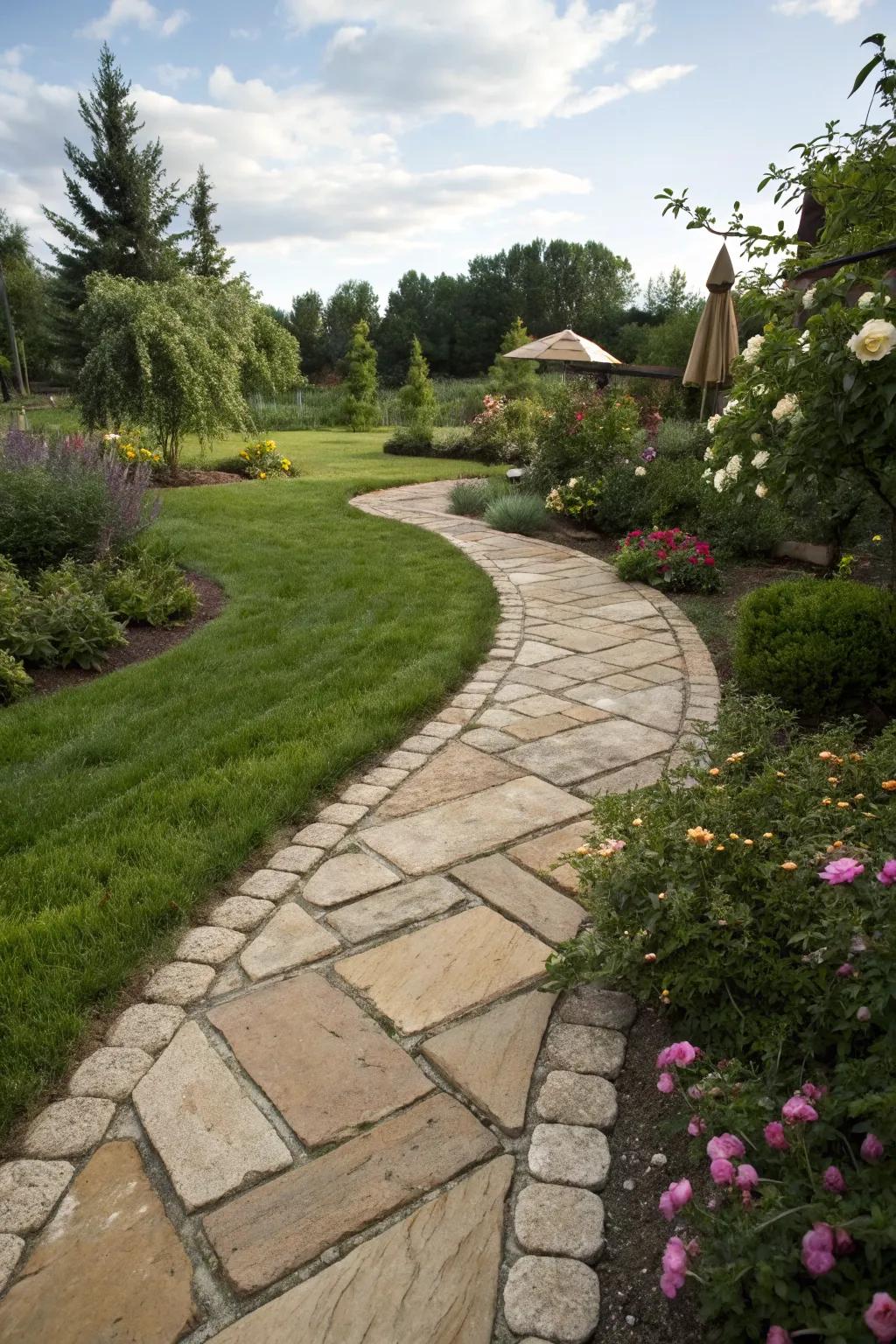 Achieve rustic charm with natural stone-look pavers.