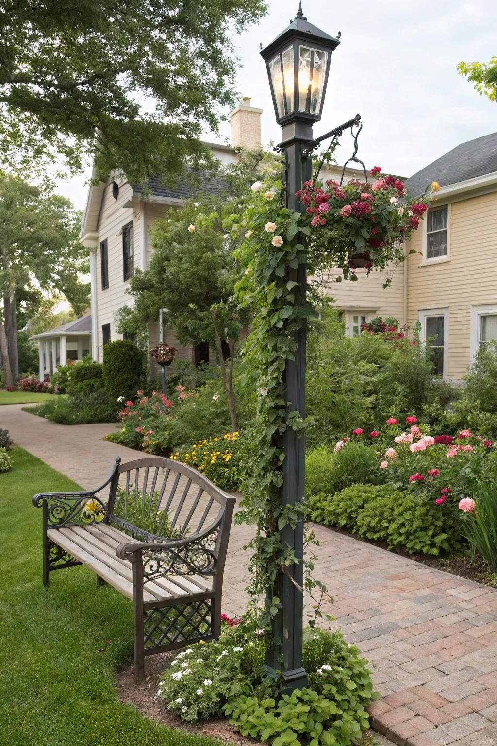 Light posts can serve as charming garden features.
