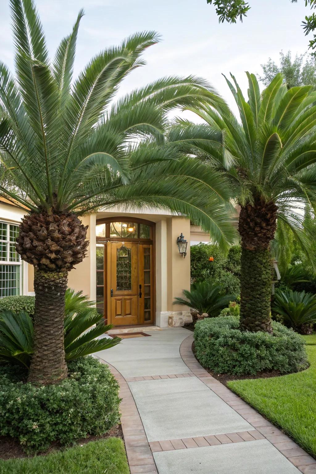 Sago palms enhance the curb appeal of any entryway.