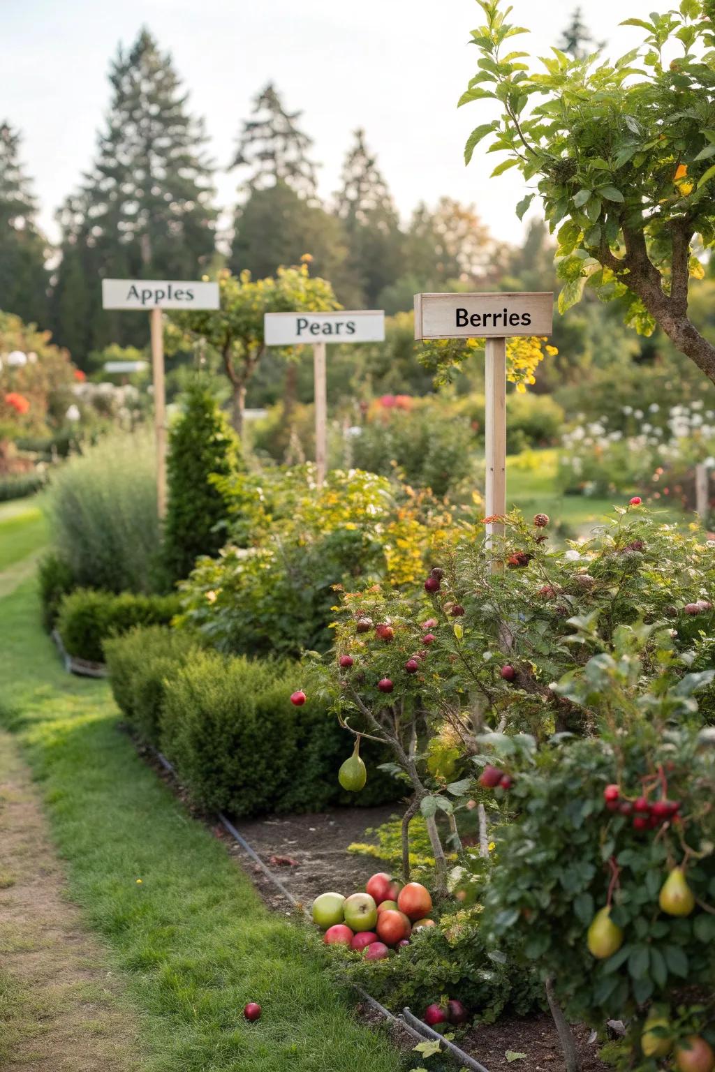A diverse collection of fruit trees and bushes offering variety.