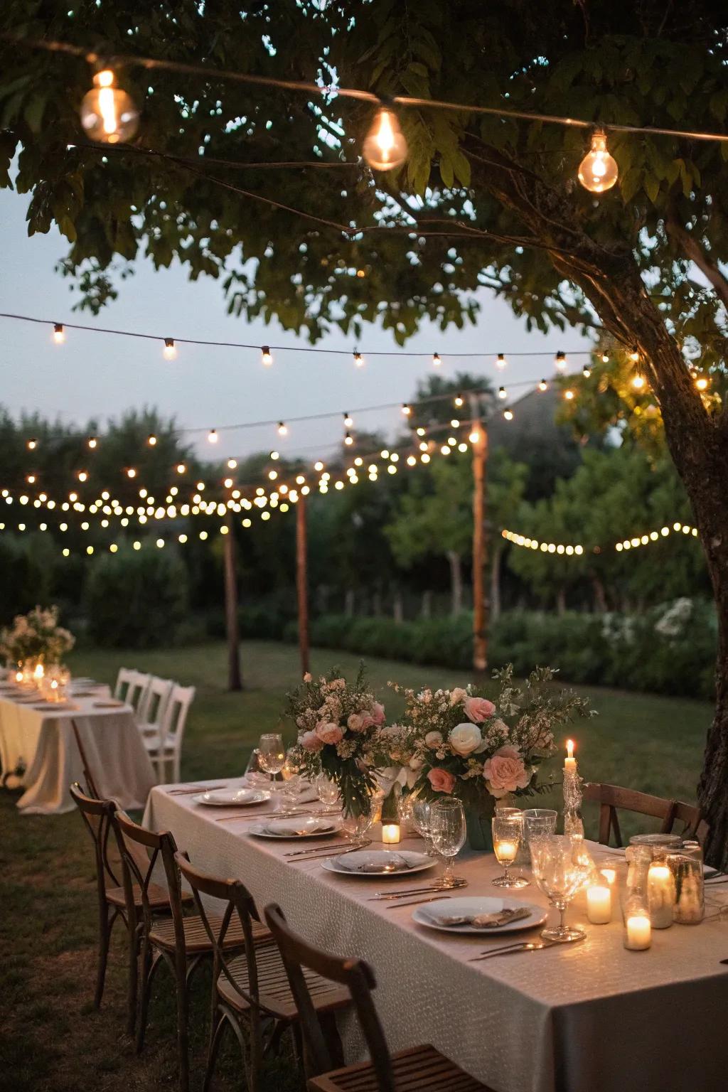 Dine under the stars with a charming outdoor dining area.