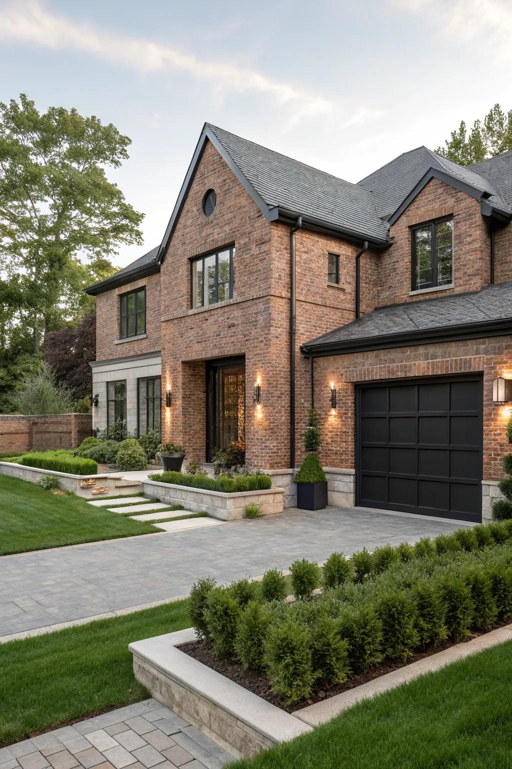 Chic charcoal brings a modern touch to brick homes.