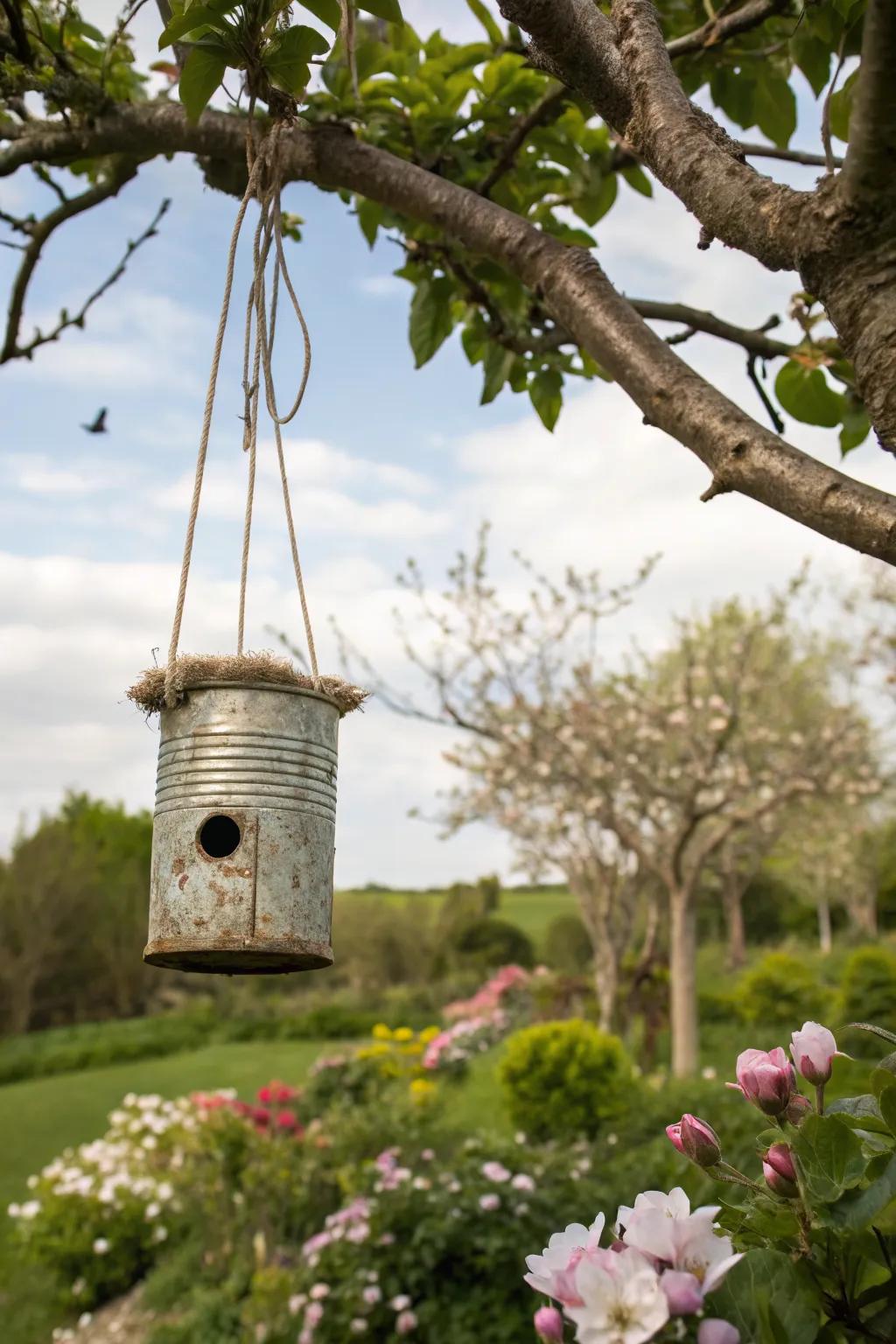 Create charming birdhouses from discarded materials.
