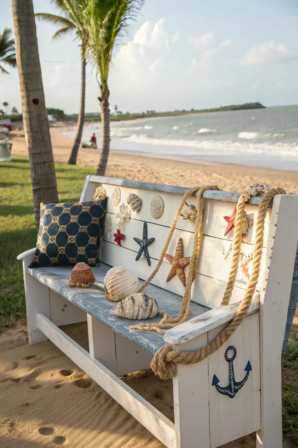 A coastal bench that brings the beach to your garden.