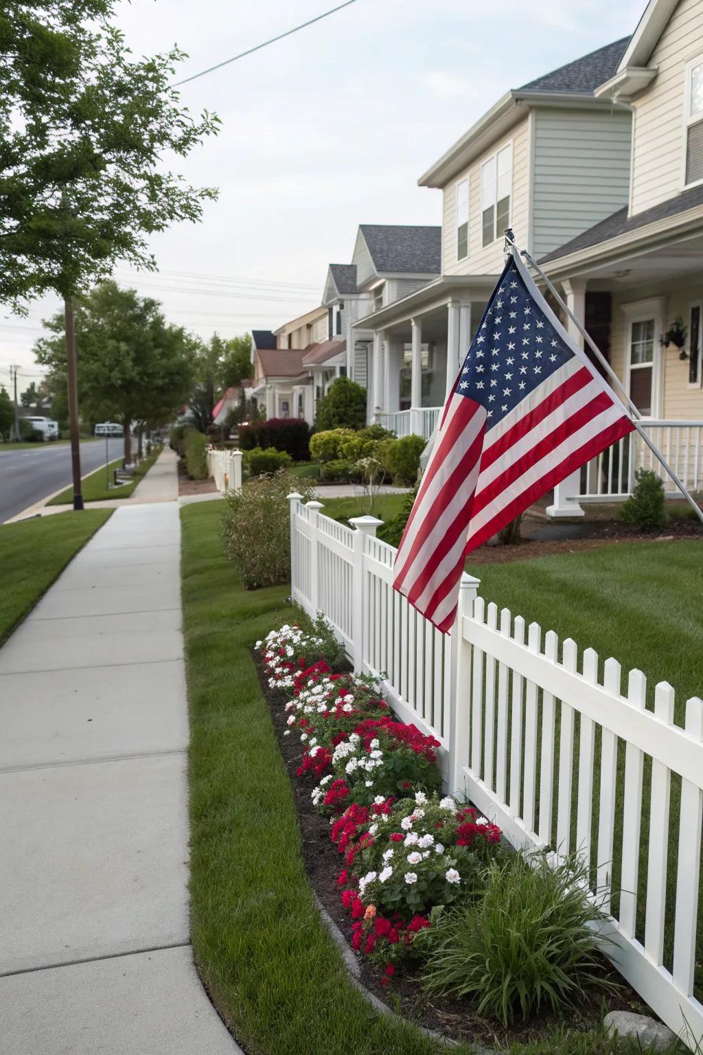 Flag enhancing home's curb appeal