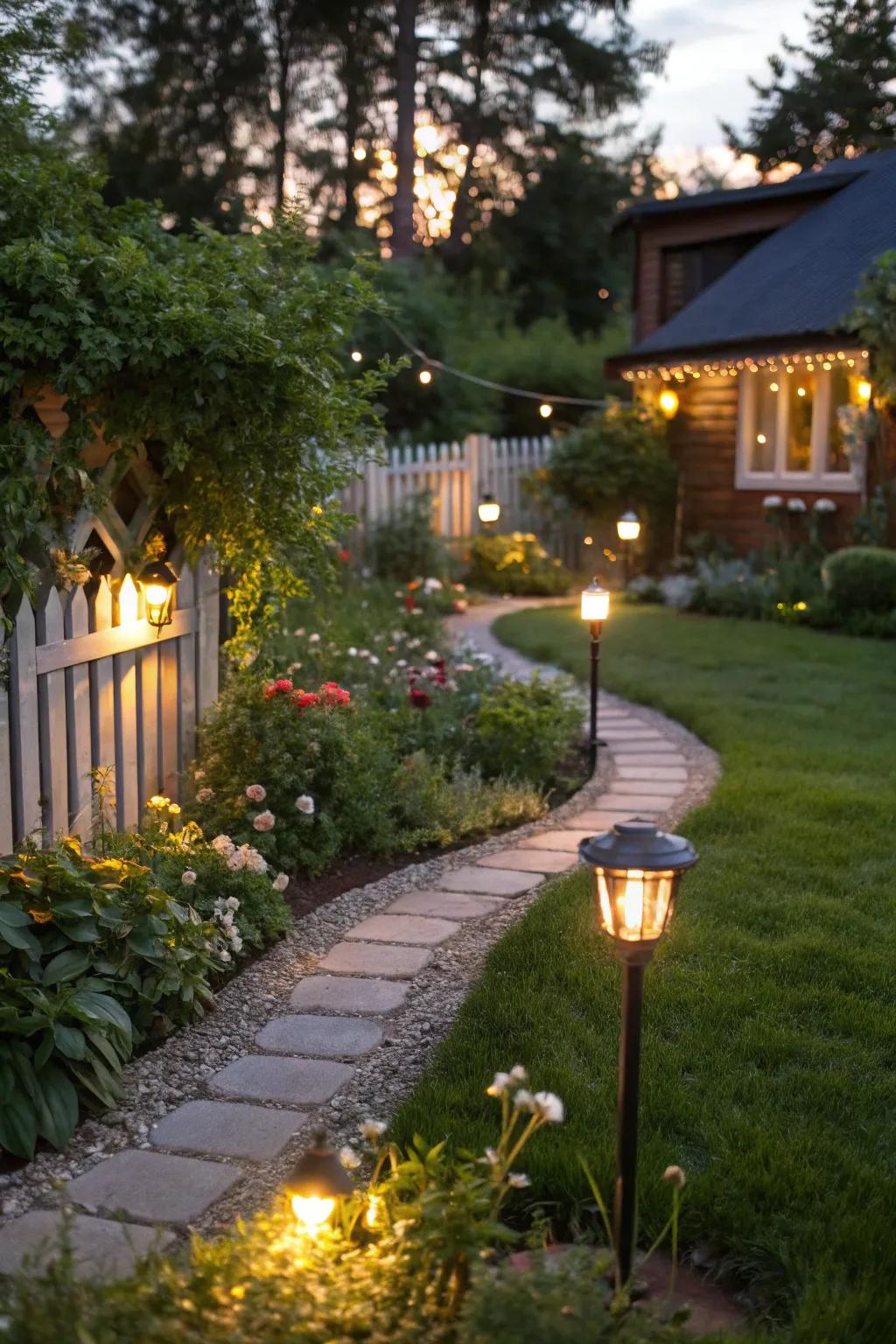 Go green with solar-powered garden lighting.