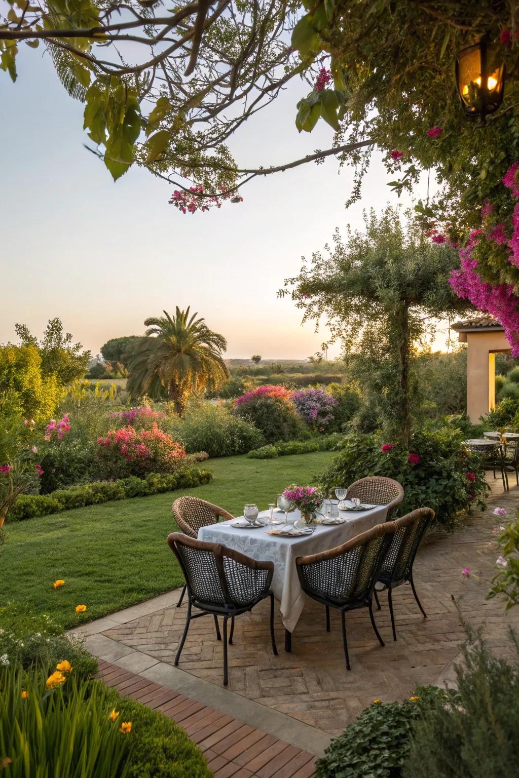 Dining spaces in the garden extend your living area outdoors.