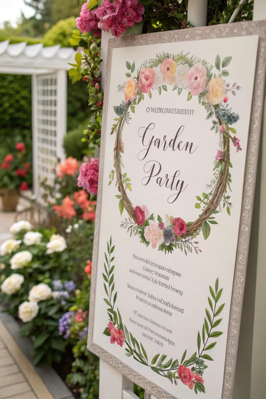 Wreaths and garlands bring a festive touch to your garden invites.