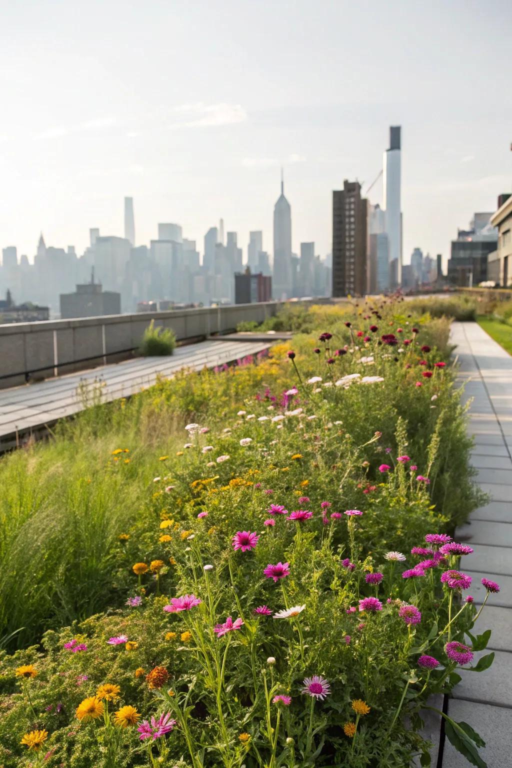 A vibrant mini meadow bringing nature to the rooftop.