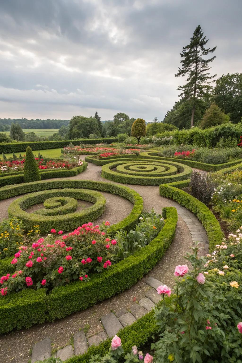 Circular and spiral shapes add flow and intrigue.
