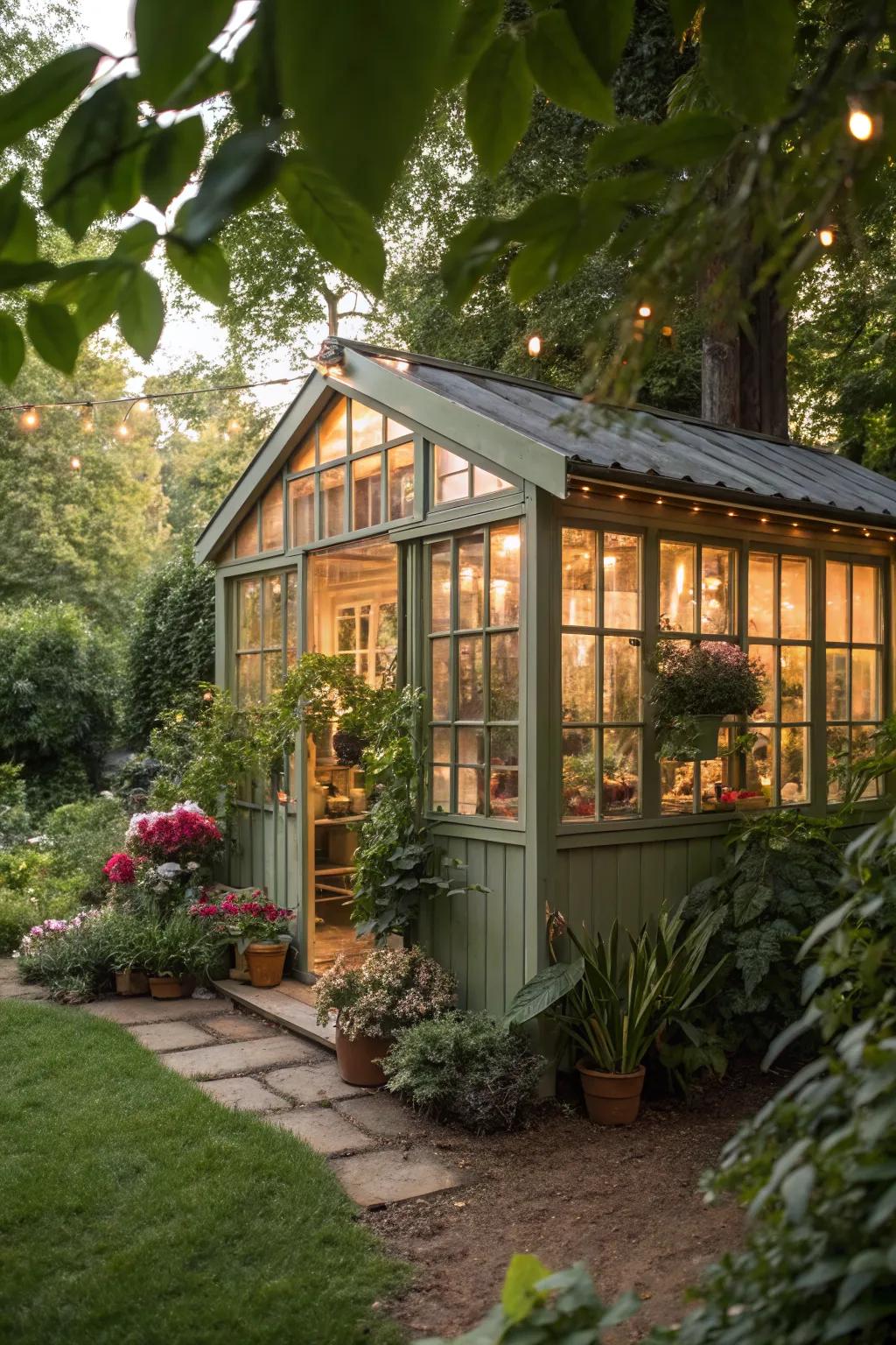 Natural light and decor can turn a dull shed into an inviting space.
