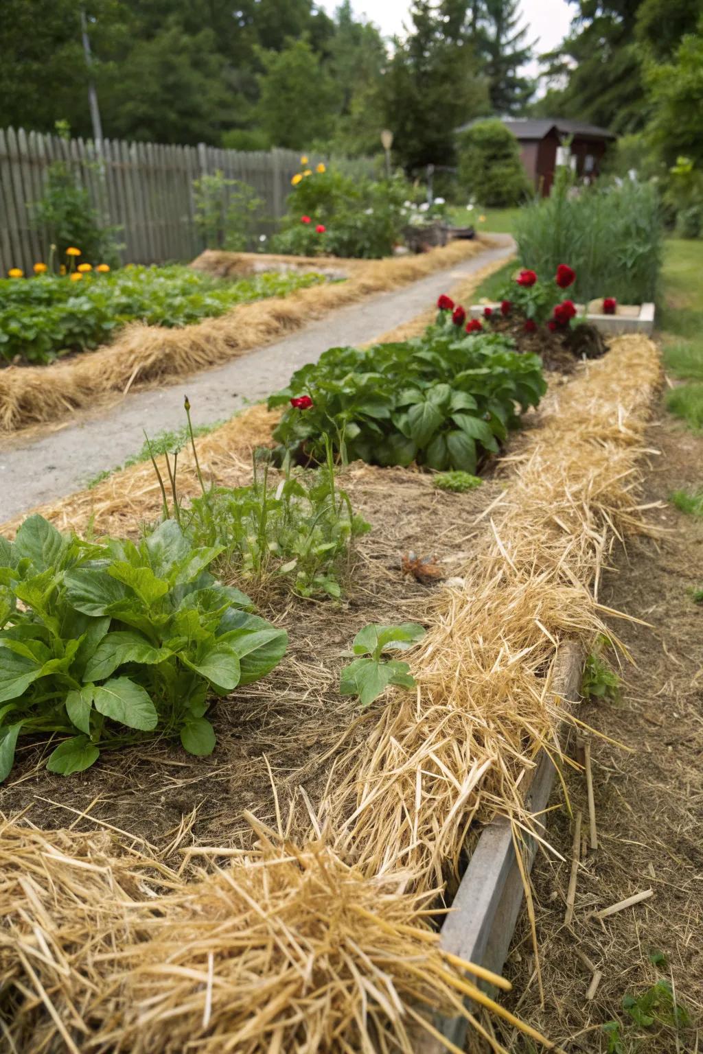 Mulch helps keep the soil moist and reduces weeds.