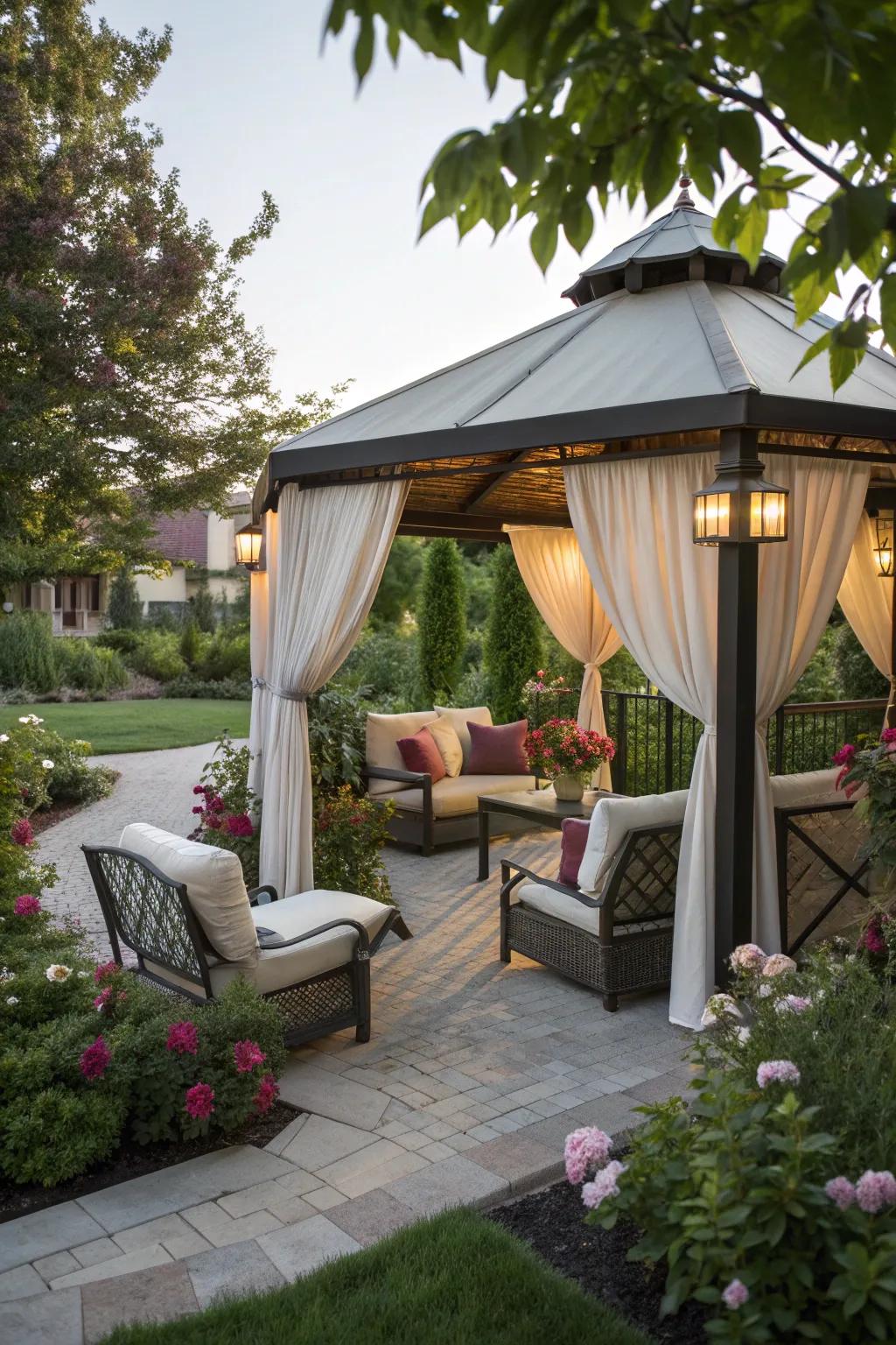 Create a versatile space in your gazebo for various activities.