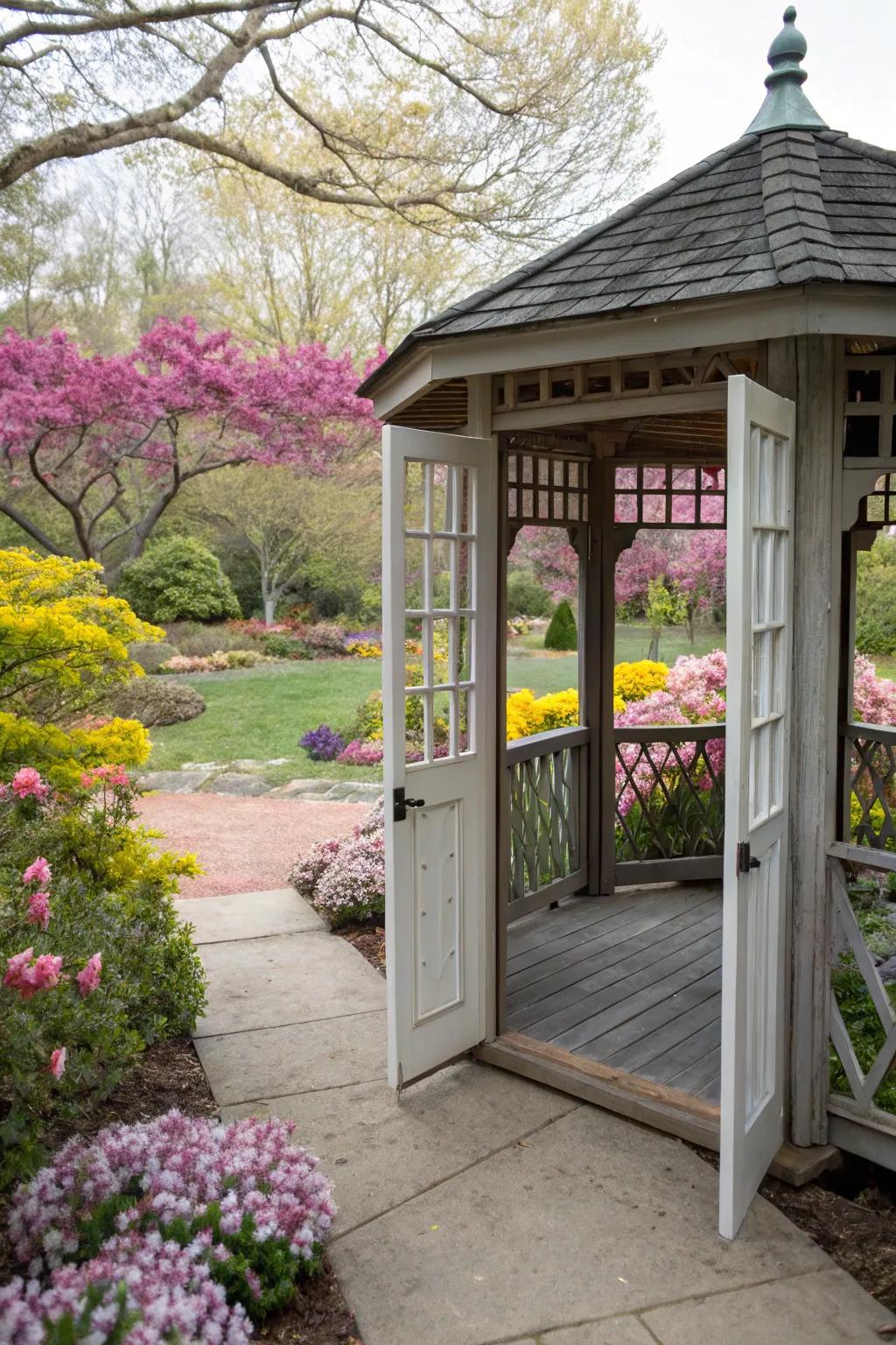 Double Dutch doors add a playful and functional touch.
