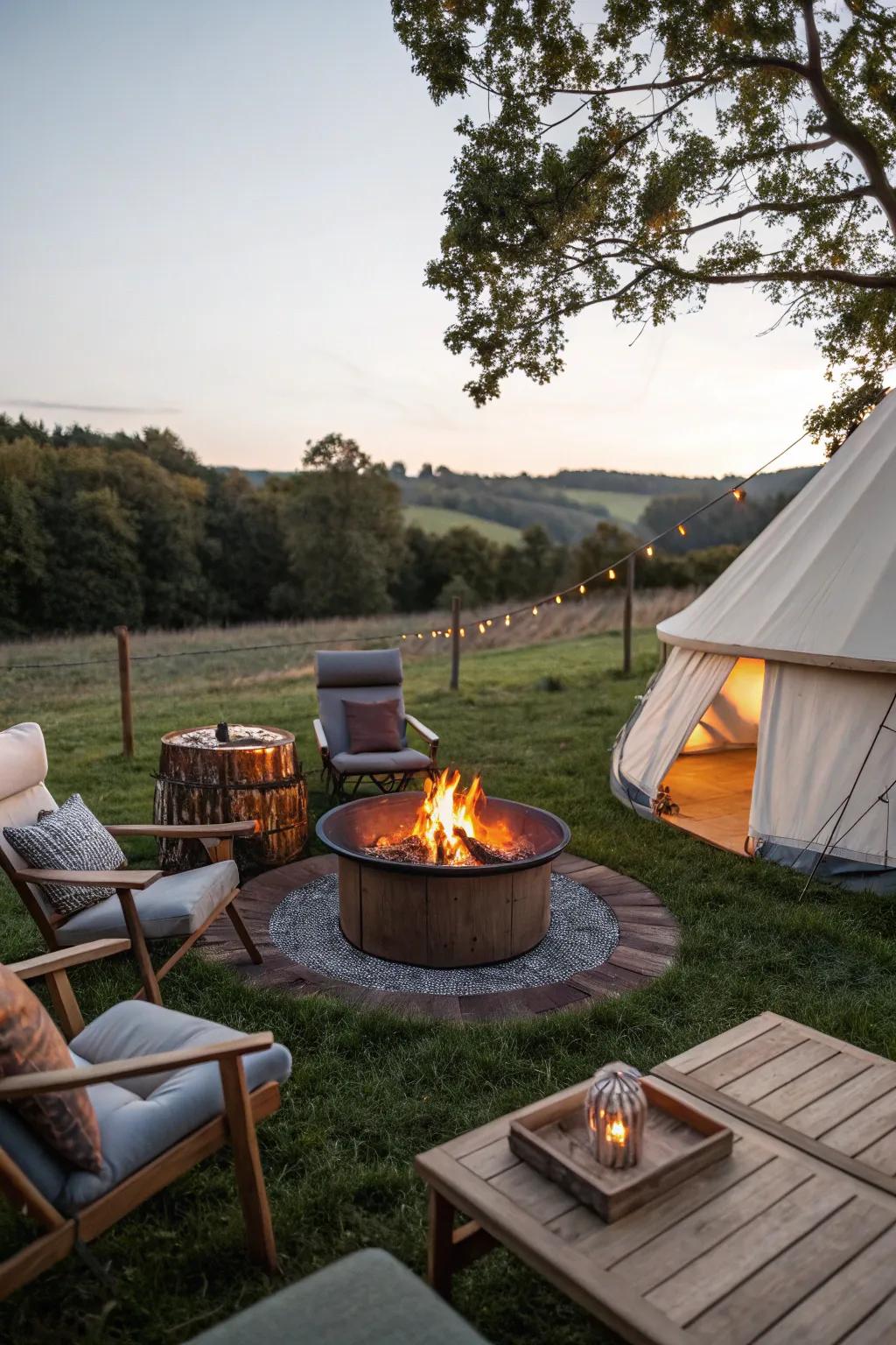 Gather around a cozy smokeless fire pit.