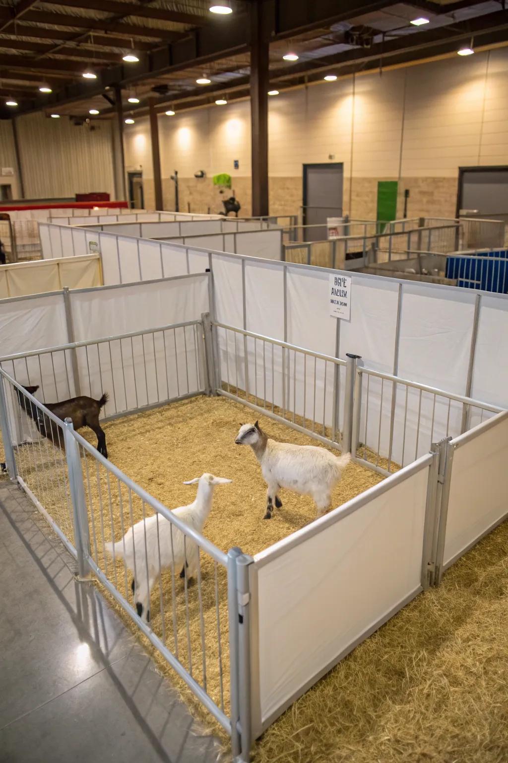 Movable pens allow for flexible and seasonal arrangements.