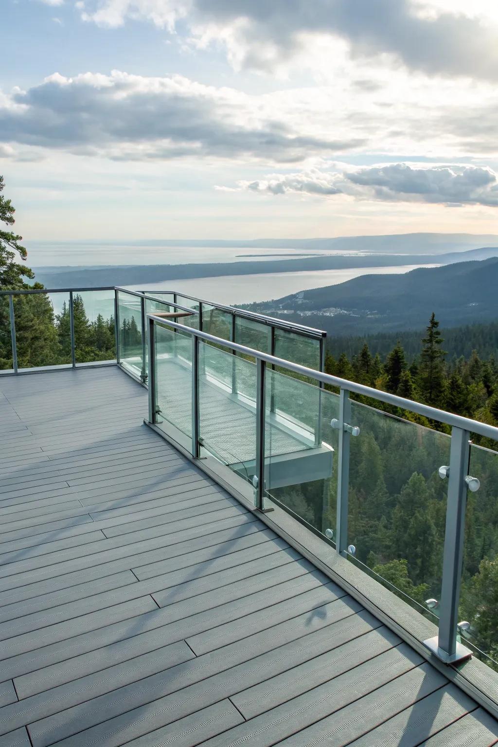 Enjoy uninterrupted views with sleek glass railings.