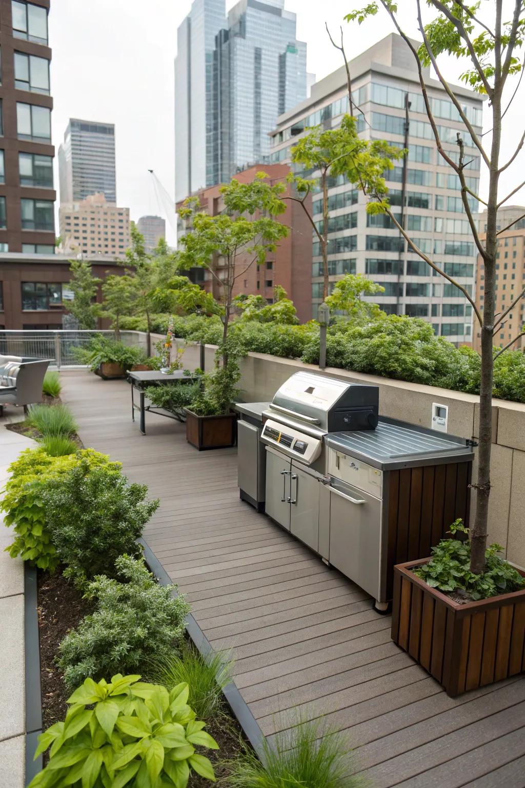 Small but mighty: efficient use of space for urban grilling.