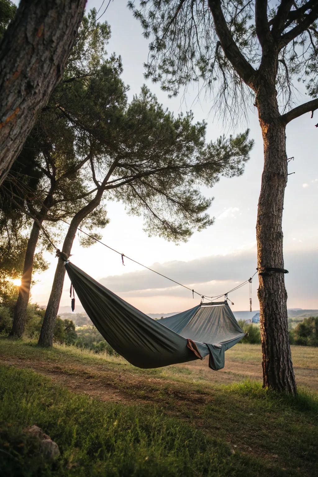 Enjoy flexibility with a retractable canopy over your hammock.