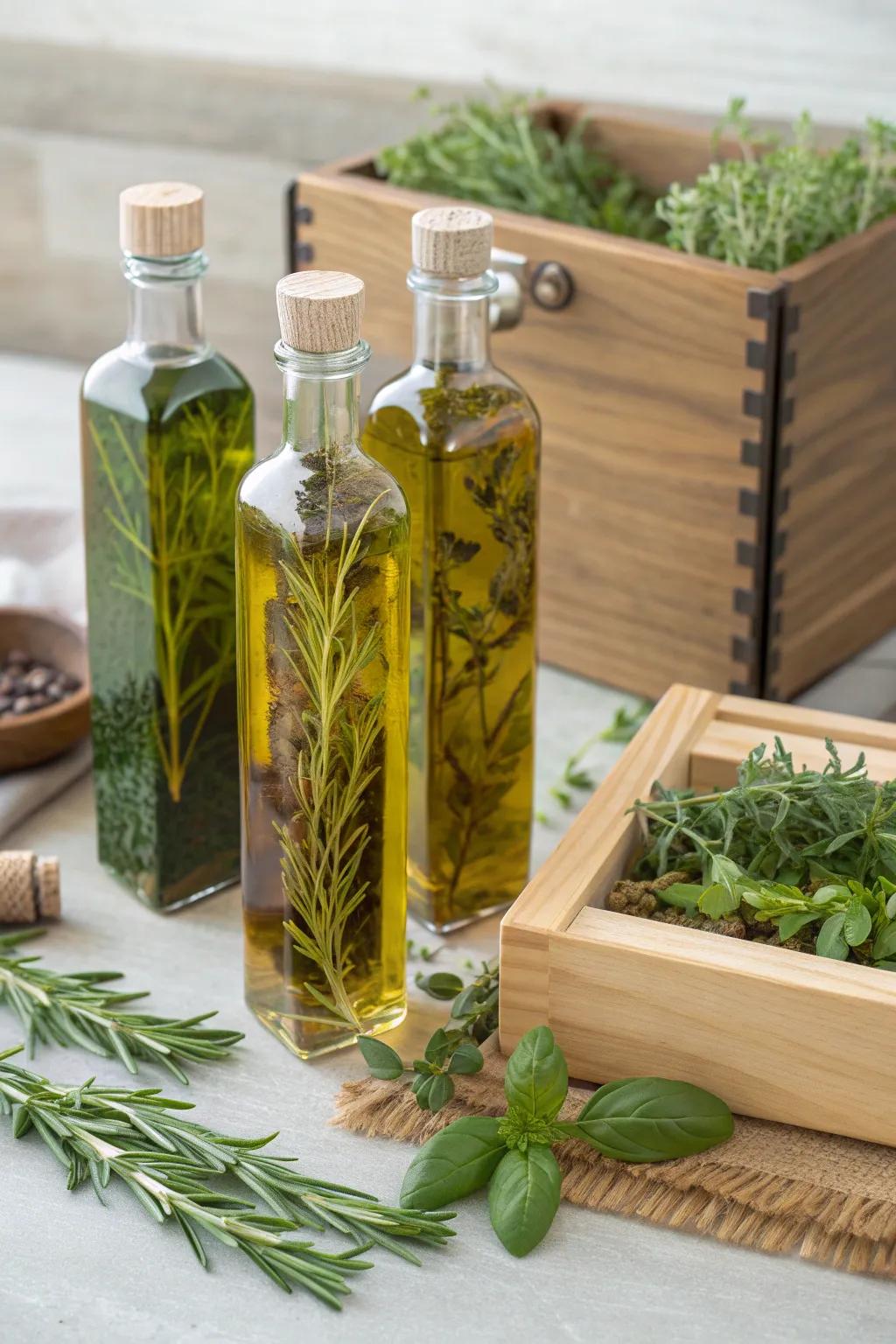 Create gourmet dishes with herb-infused oils.