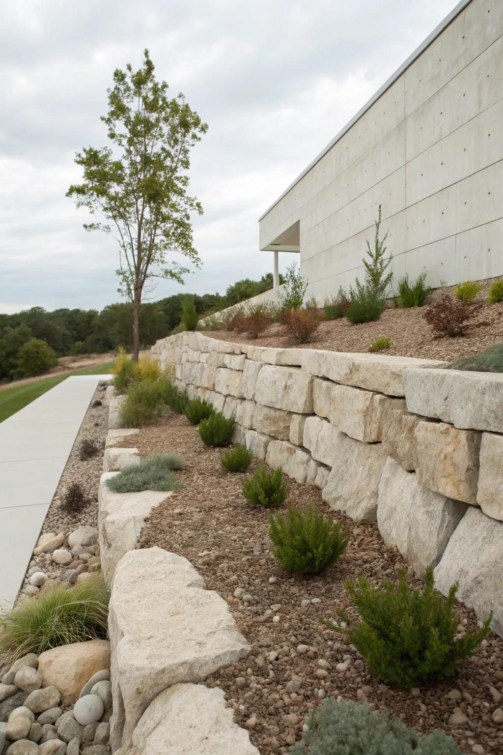 A minimalist boulder wall offering a sleek and tidy appearance.