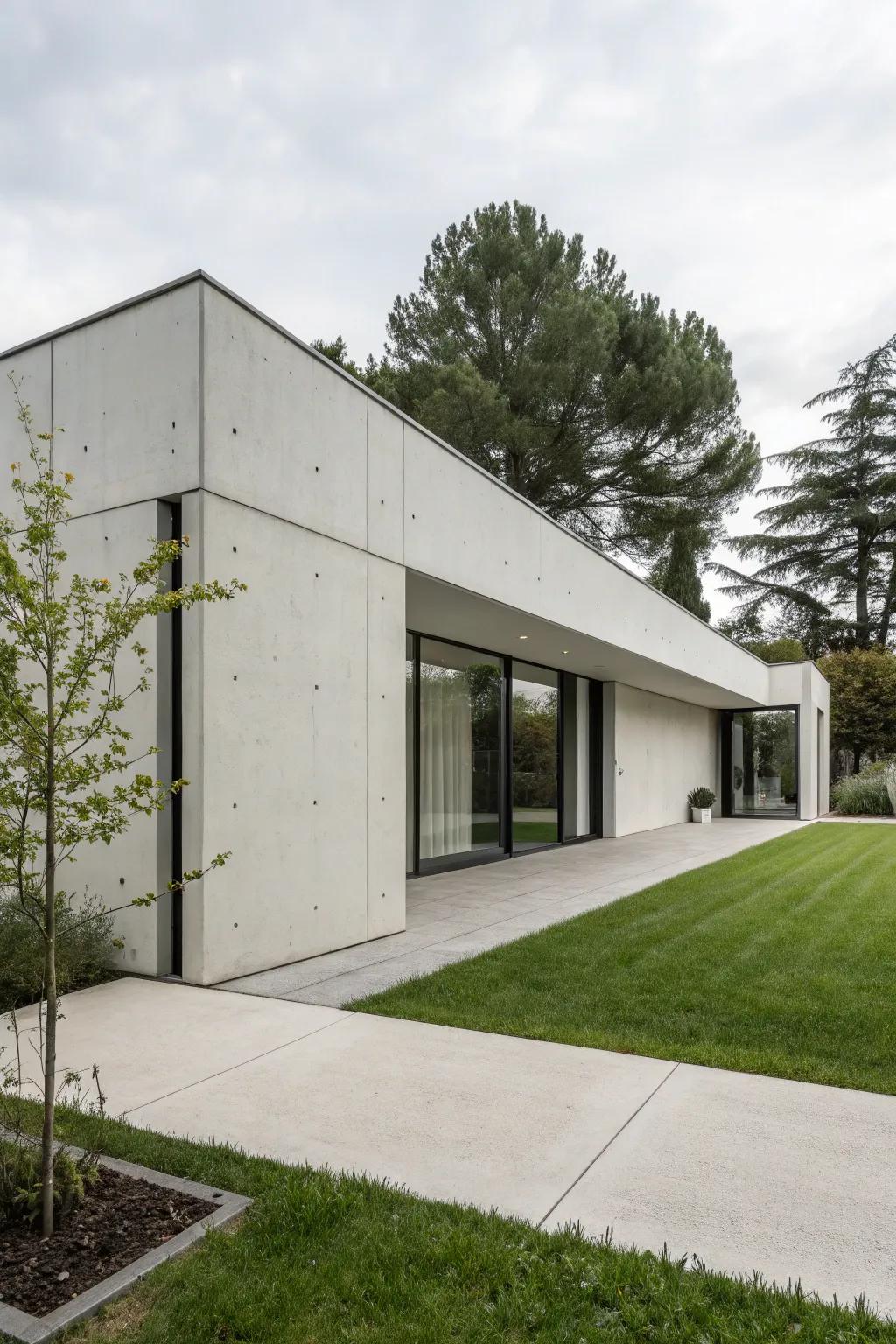 Concrete cladding achieves a minimalist, industrial look.
