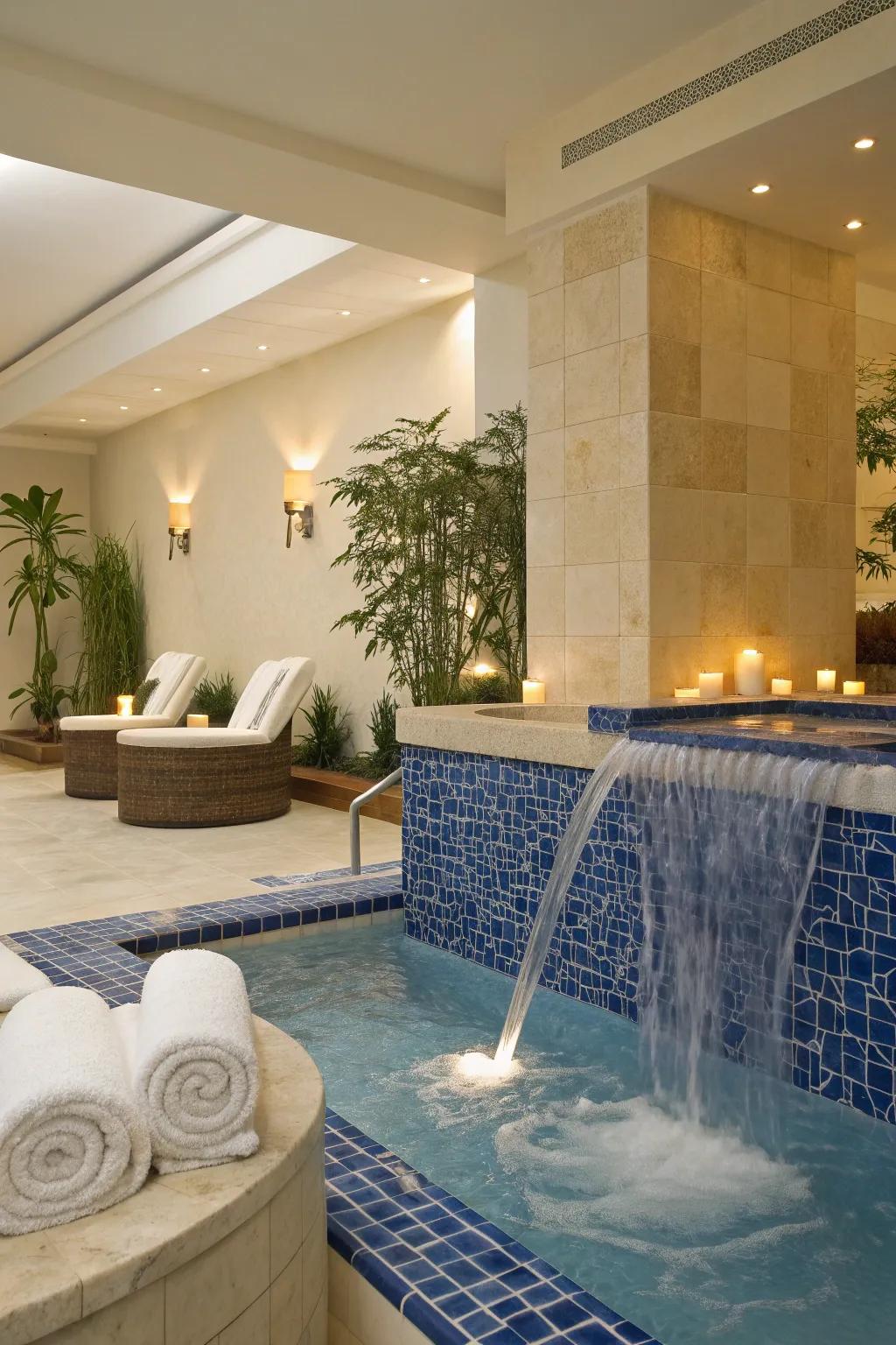 Water features add a calming presence to your spa design.