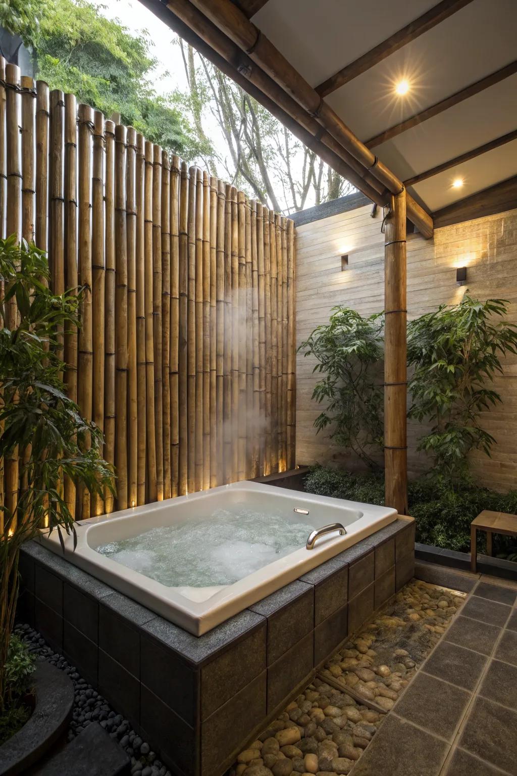 Bamboo panels bring a natural, tropical feel to your hot tub enclosure.
