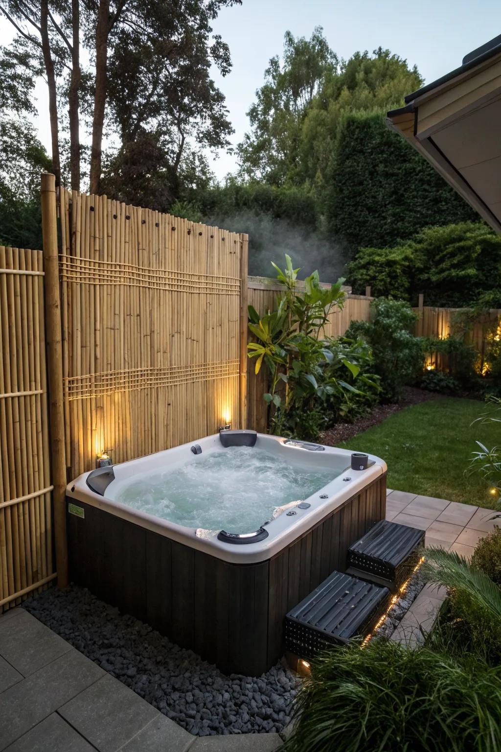 Add exotic charm and privacy with a bamboo screen.