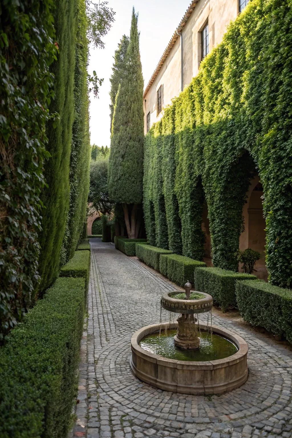 Tall plants or walls offer a sense of privacy in your courtyard.