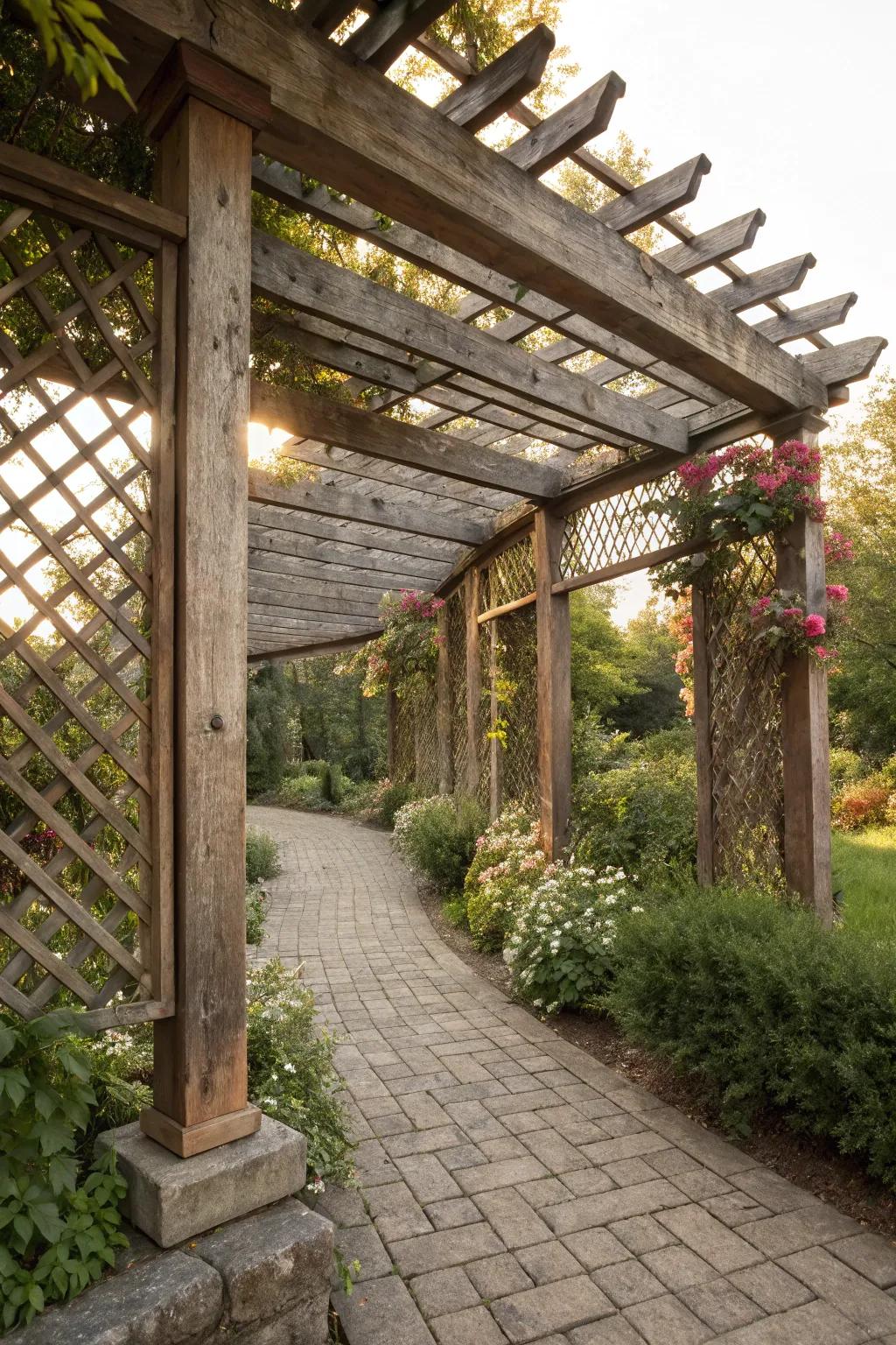 Wooden beams add rustic elegance.