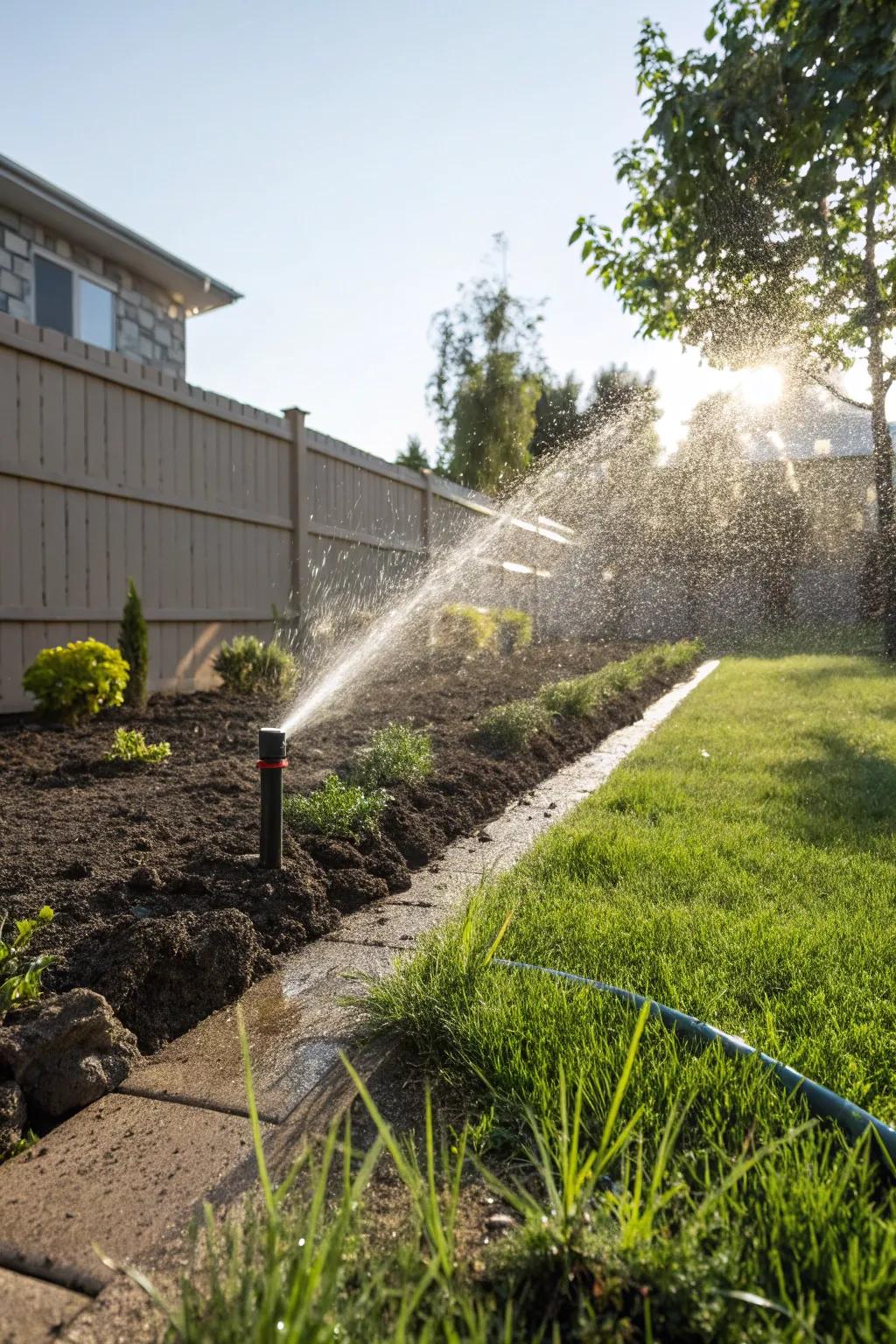 A good watering helps the soil settle and grass grow.