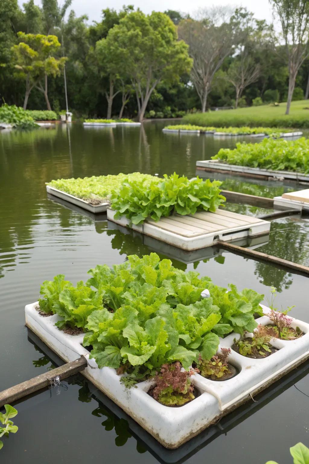 Floating gardens bring a unique touch to hydroponics.