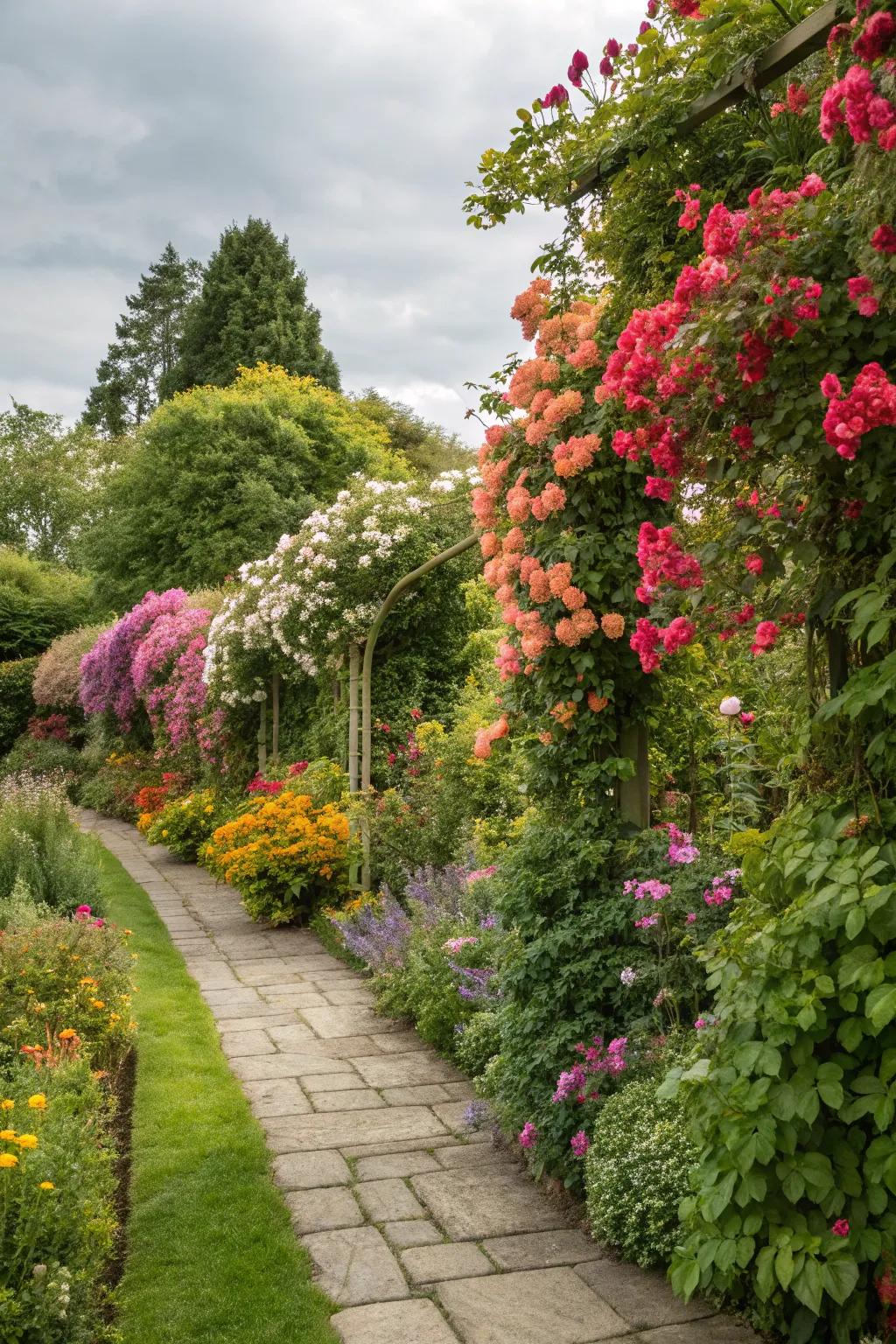 Frame your garden with colorful climbing plants.