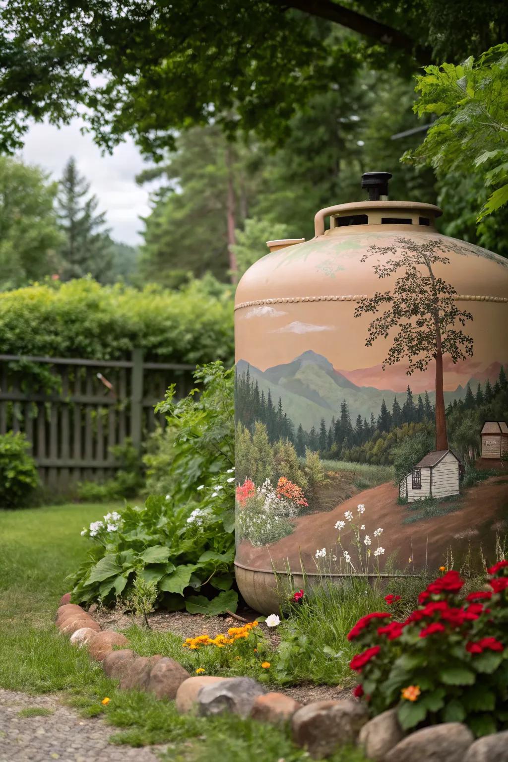 Camouflage painting helps your propane tank disappear into the landscape.