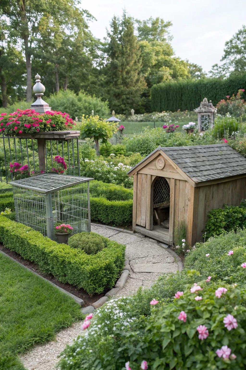 A kennel beautifully integrated into the garden setting.