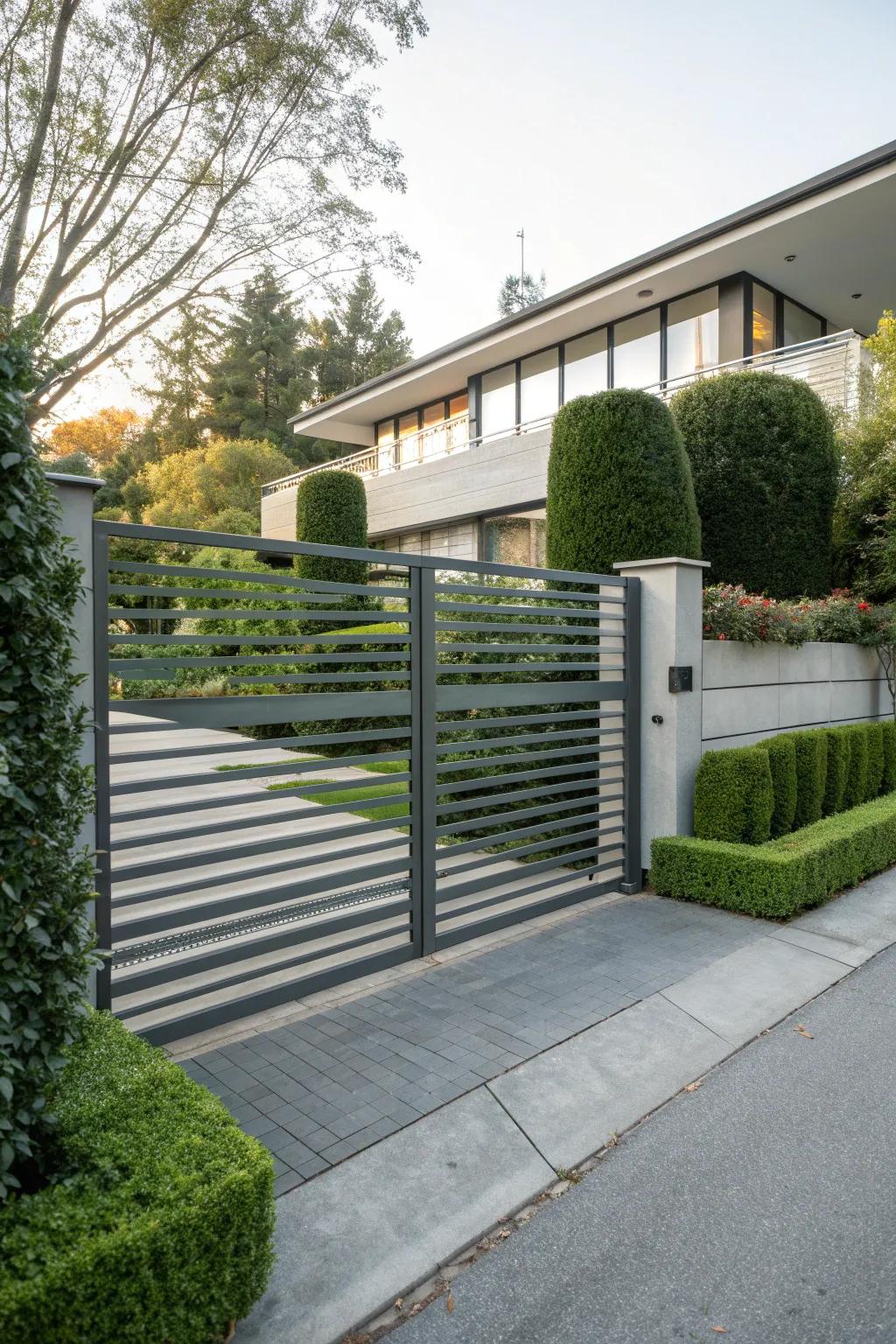 Sleek and modern: the horizontal slat gate.