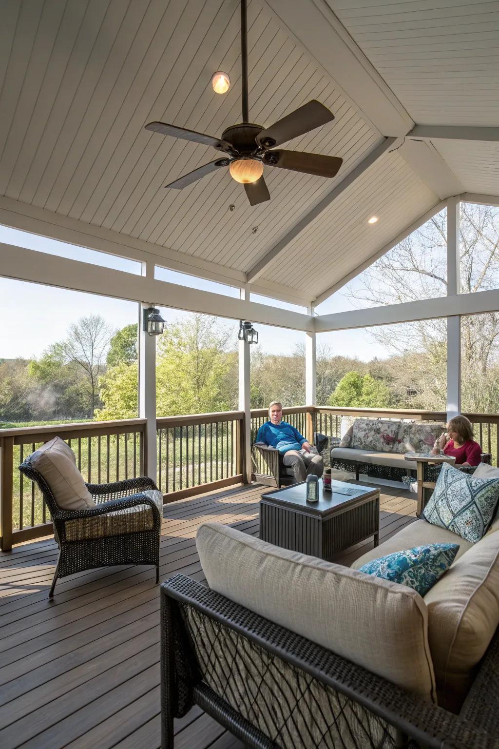 Stay cool with a ceiling fan on your screened deck.